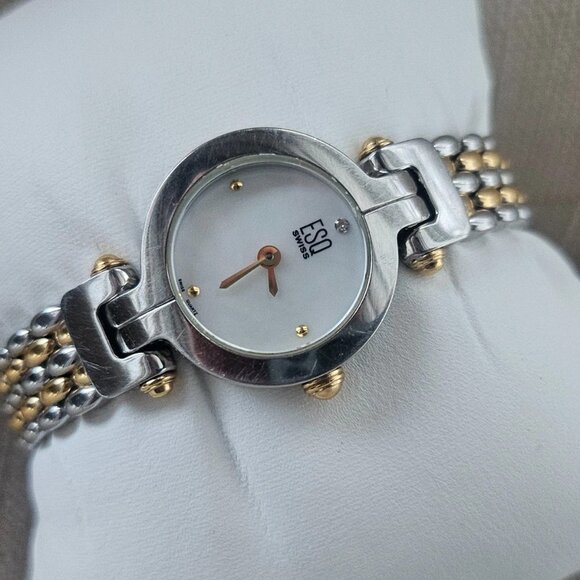 ESQ Swiss by MOVADO Ladies Wristwatch Gold/Silver Tone Analog MOP Face Watch - Picture 11 of 12